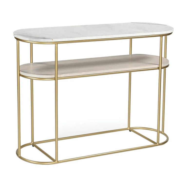 Buxton Console Table - Oval - White Marble and Gold