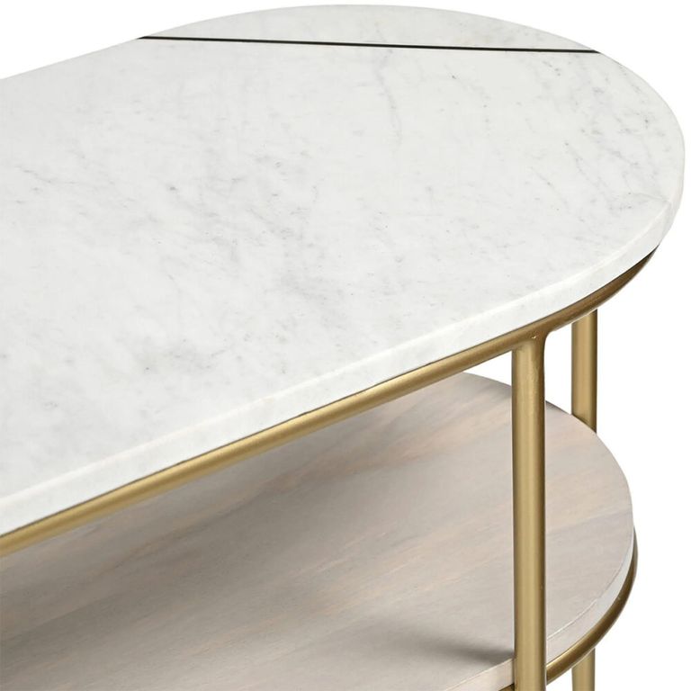 Buxton Console Table - Oval - White Marble and Gold