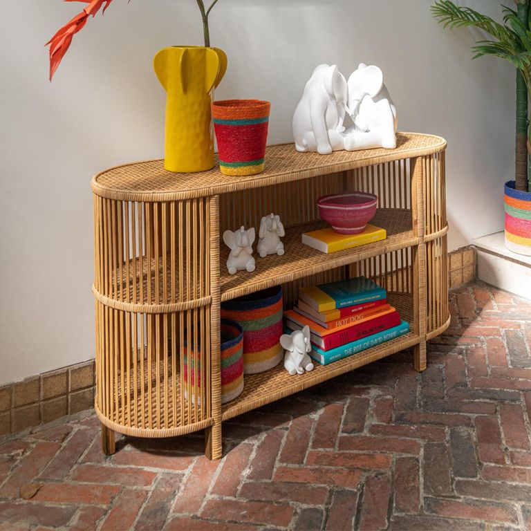 Exo Curved Console Sideboard - Oval - Natural Rattan Bamboo Wood