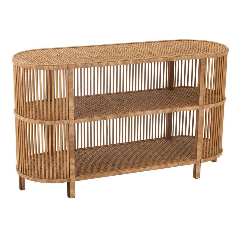 Exo Curved Console Sideboard - Oval - Natural Rattan Bamboo Wood