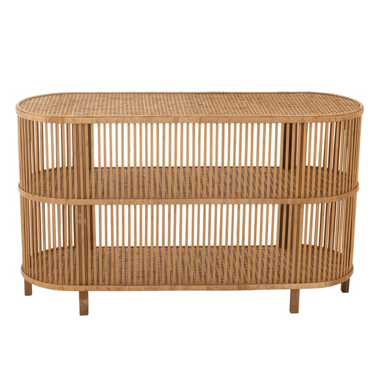 Exo Curved Console Sideboard - Oval - Natural Rattan Bamboo Wood