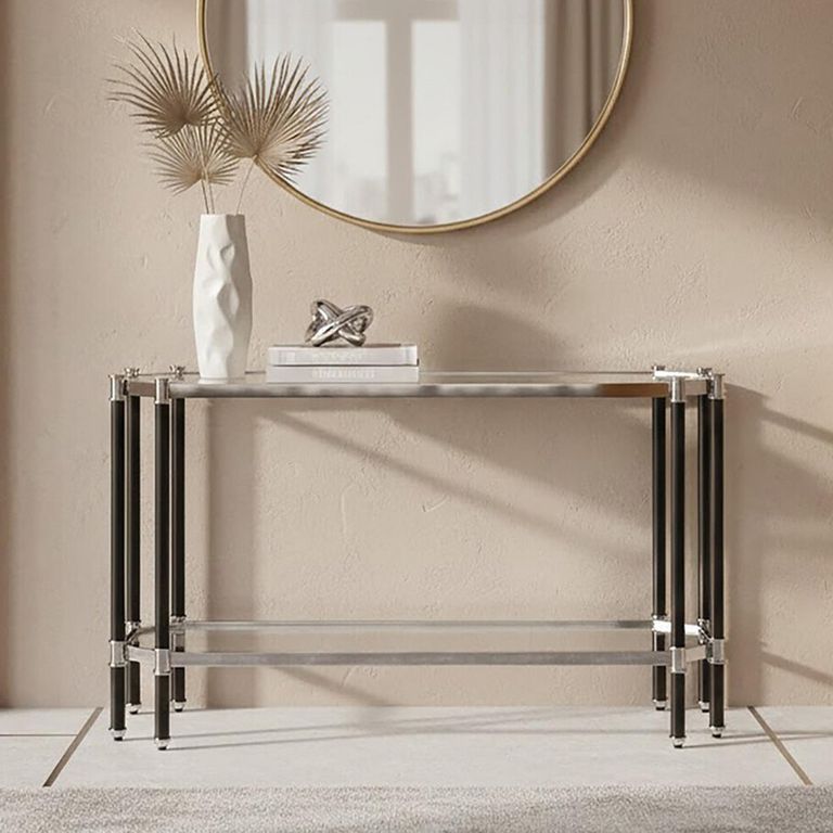 Allessi Console Table - Clear Glass and Chrome - Oval