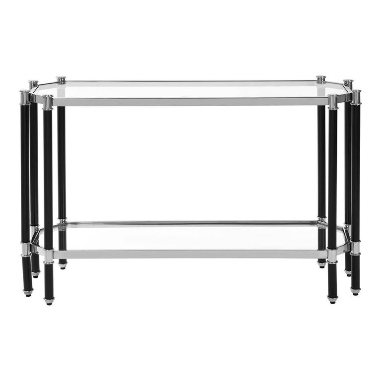 Allessi Console Table - Clear Glass and Chrome - Oval