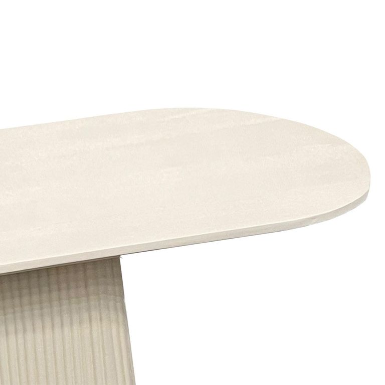 Patrice Fluted Console Table - Oval - Off White - Mango Wood