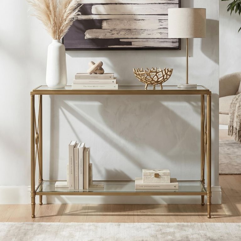 Axis Console Table - Clear Glass with Gold Metal