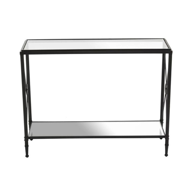 Axis Console Table - Clear Glass with Black Metal