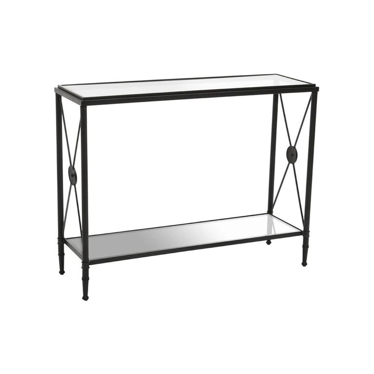 Axis Console Table - Clear Glass with Black Metal