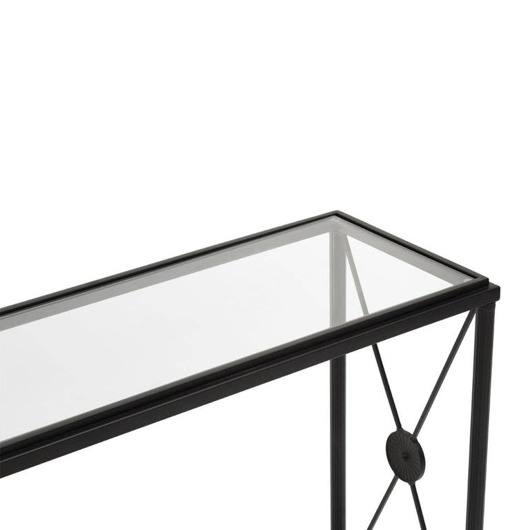 Axis Console Table - Clear Glass with Black Metal