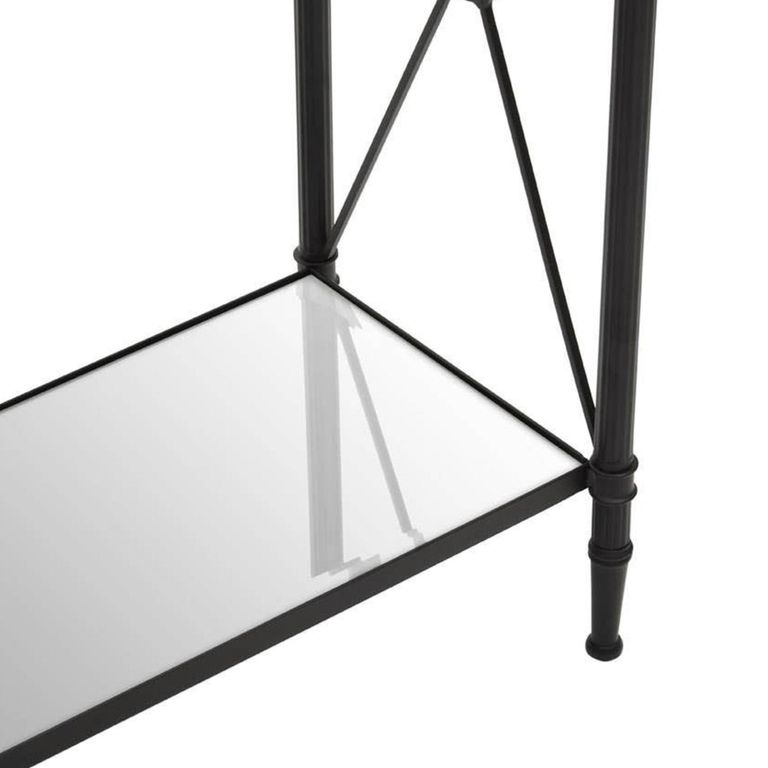 Axis Console Table - Clear Glass with Black Metal