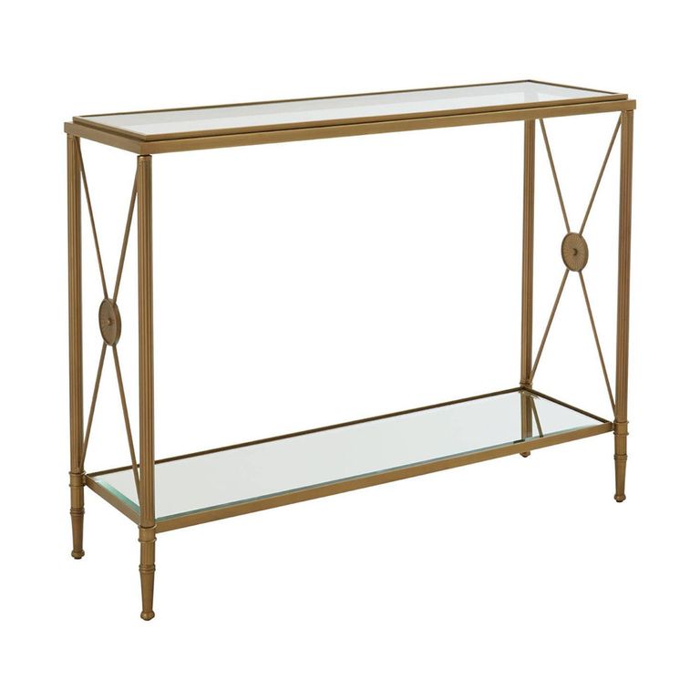 Axis Console Table - Clear Glass with Gold Metal