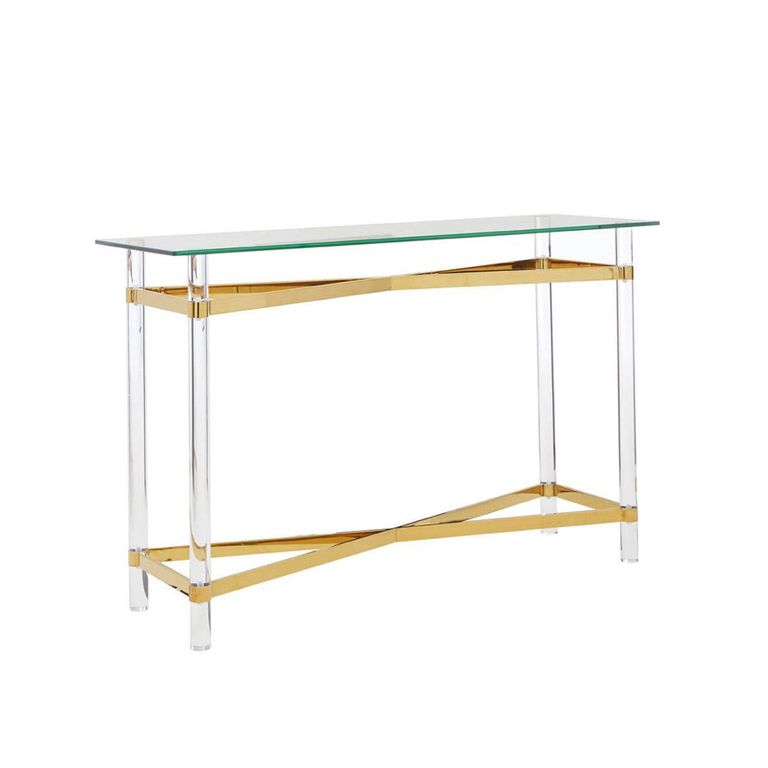 Clarence Console Table - Clear Glass with Gold Metal