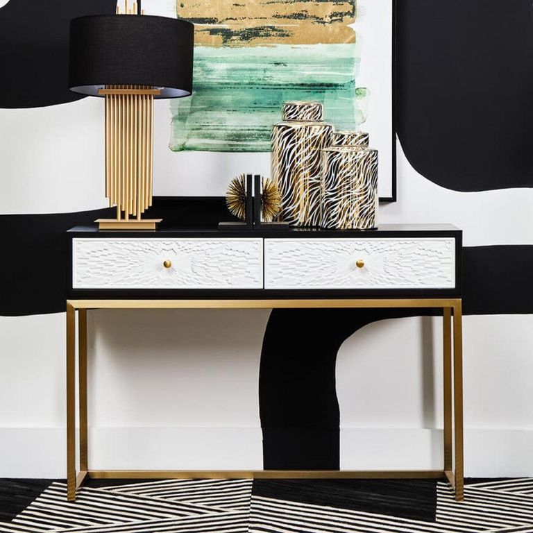 Dumas Console Table - 2 Drawer - Black and White