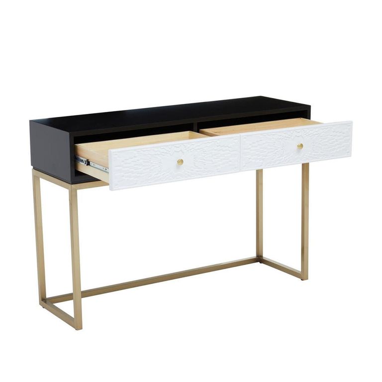 Dumas Console Table - 2 Drawer - Black and White