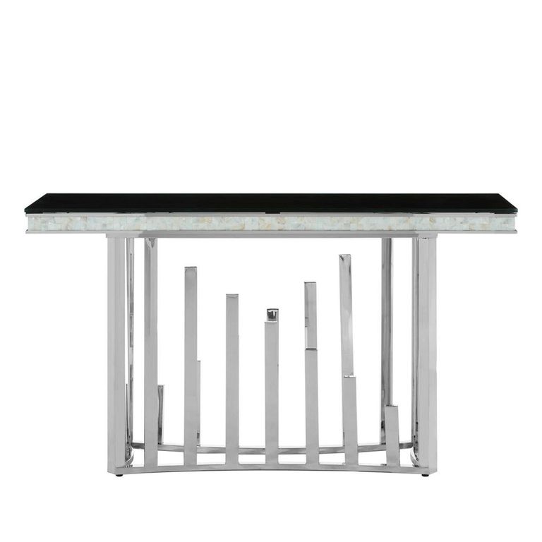 Eliza Console Table - Black Glass and Silver Metal