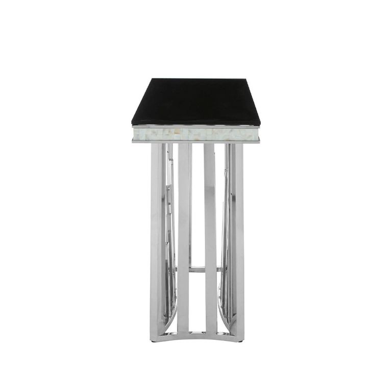 Eliza Console Table - Black Glass and Silver Metal