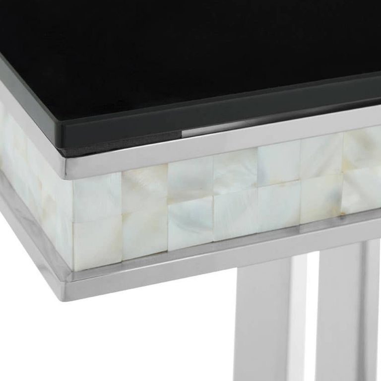 Eliza Console Table - Black Glass and Silver Metal