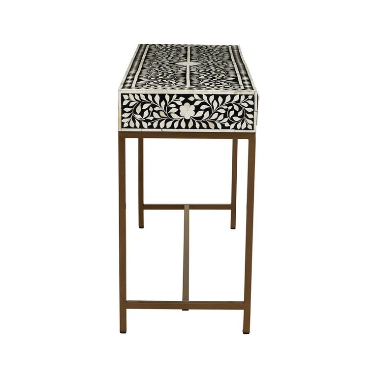 Fusion Console Table - 2 Drawer - Black Bone Inlay
