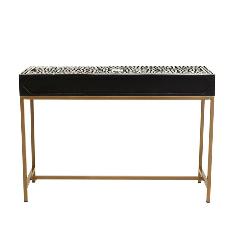 Fusion Console Table - 2 Drawer - Black Bone Inlay