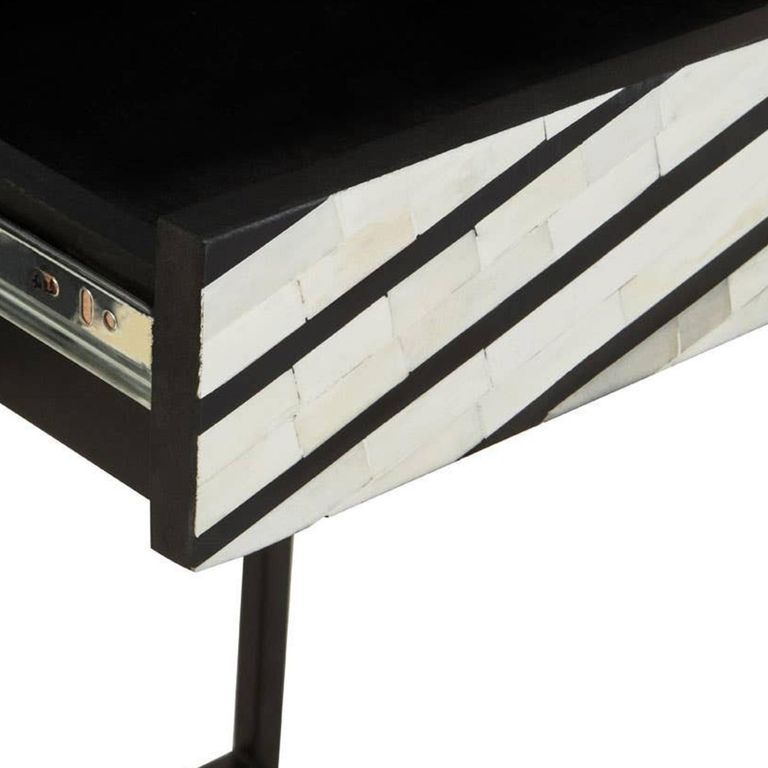 Fusion Console Table - 2 Drawer - Black and White Bone Inlay