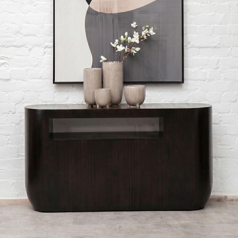 Gabelle Console Table - Oval - Dark Bamboo Wood
