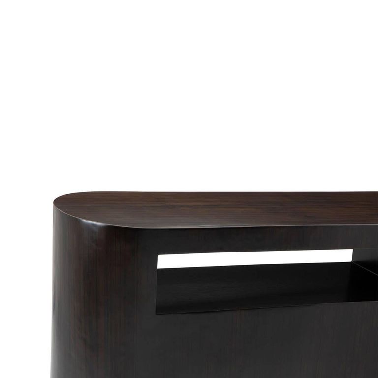Gabelle Console Table - Oval - Dark Bamboo Wood