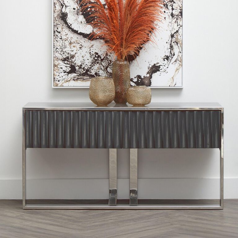Genoa Console Table - Fluted - Grey