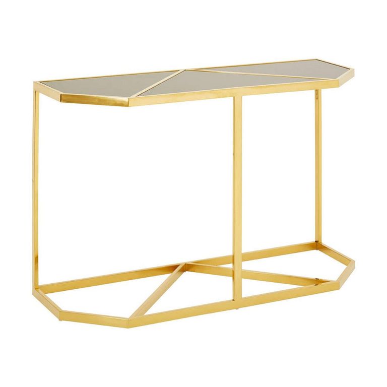 Horizon Console Table - Black Glass with Gold Metal