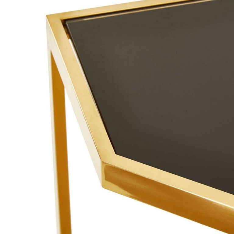 Horizon Console Table - Black Glass with Gold Metal