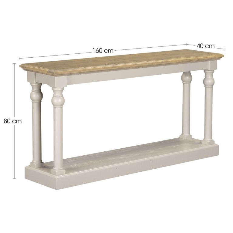 Chateau Console Table - 160cm - Grey Painted - Pine