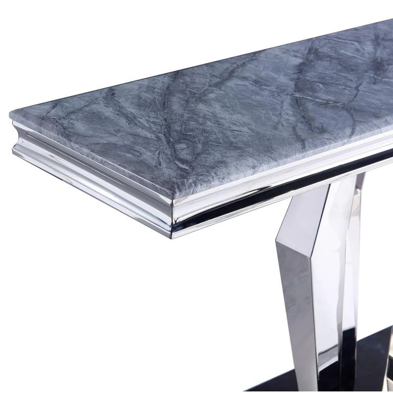 Dolce Console Table - Grey Marble & Chrome