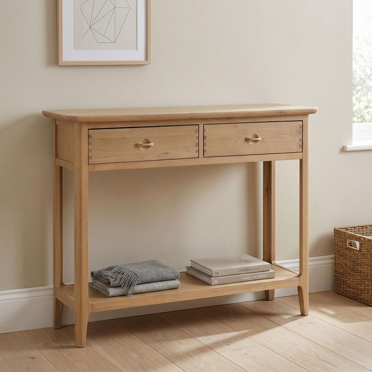 Cotswold Oak Console Table - 2 Drawer - Natural