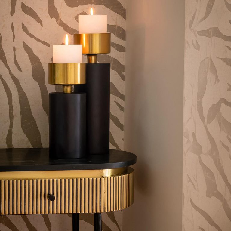 Ironville Brass Ribbed 2 Drawer Curved Console Table