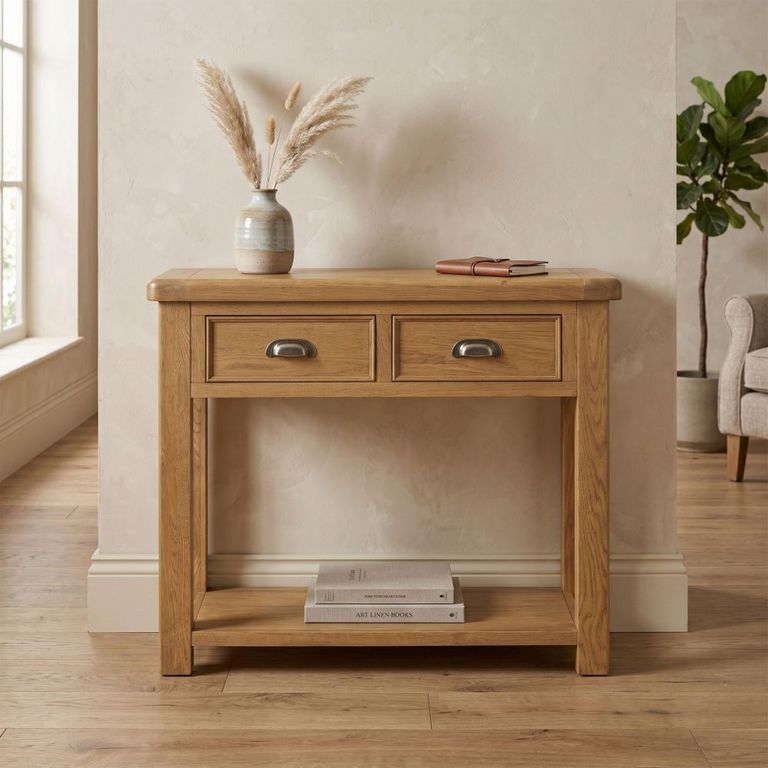Dorchester Console Table - 2 Drawer - Rustic Oak