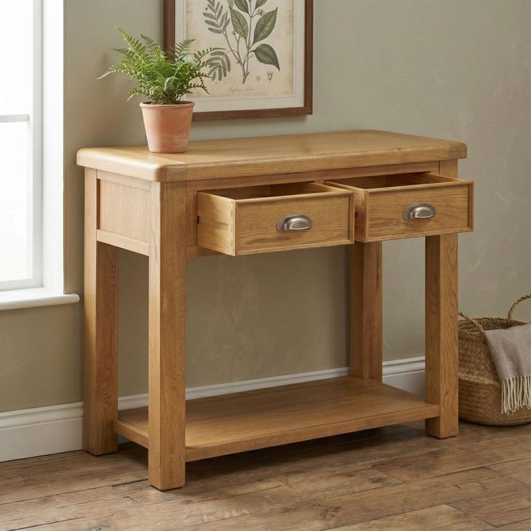 Dorchester Console Table - 2 Drawer - Rustic Oak