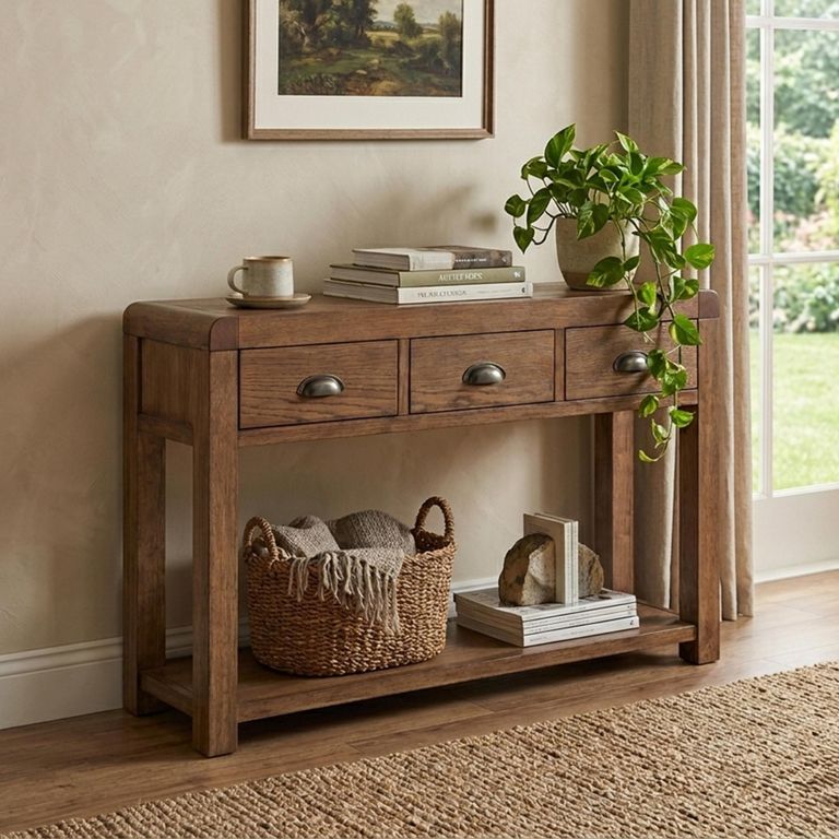 Oakridge Console Table - 3 Drawer - Dark Oak