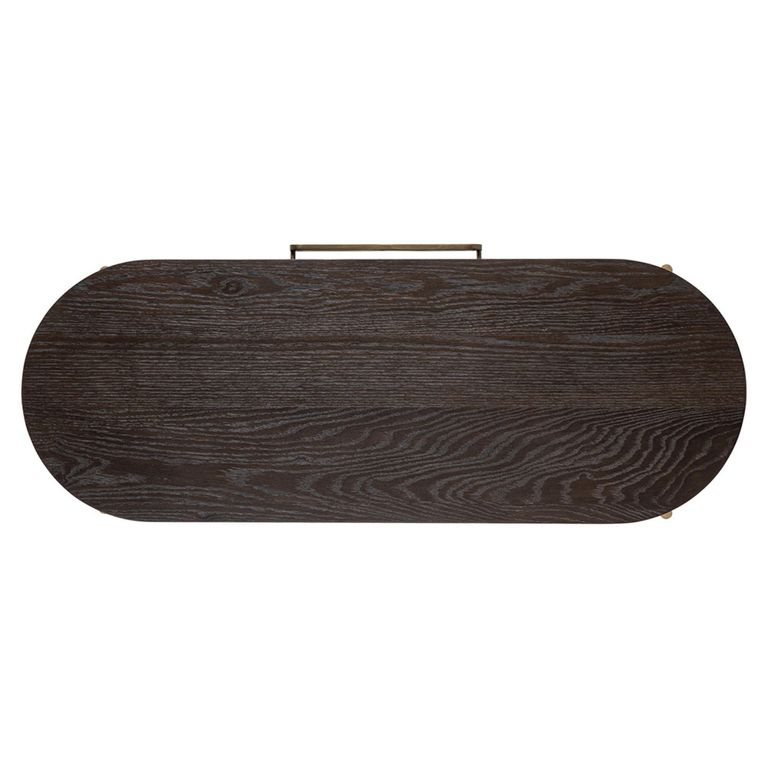 Luxor Brushed Brass Ribbed 1 Drawer Curved Console Table