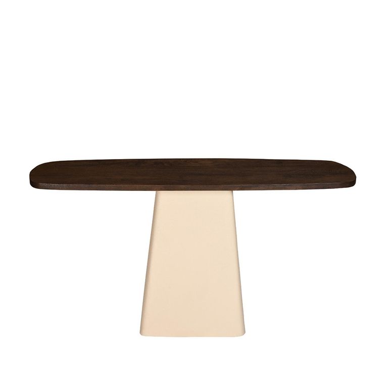 Brix Marron Console Table - Off White - Mango Wood and Metal