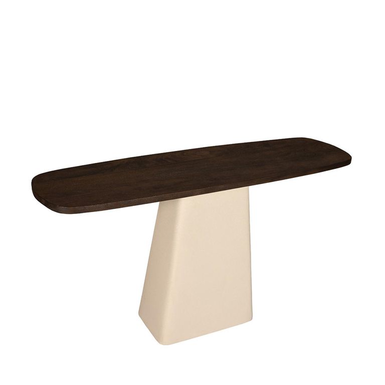 Brix Marron Console Table - Off White - Mango Wood and Metal