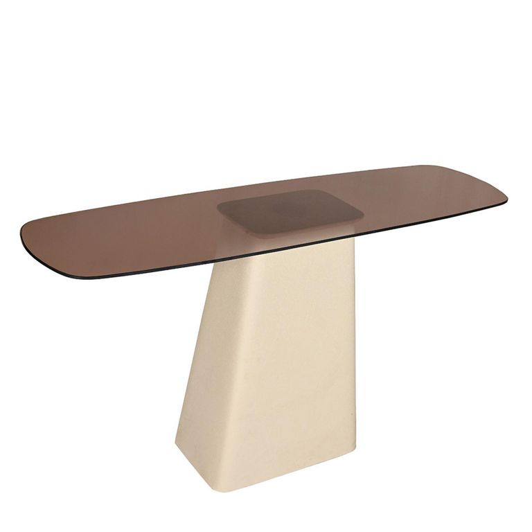 Brix Mylon Console Table - Off White - Glass and Metal