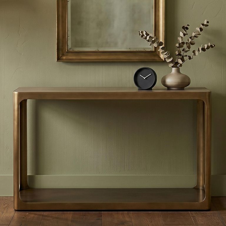 Claridge Console Table - Beige - Brushed Gold - Ceramic Top