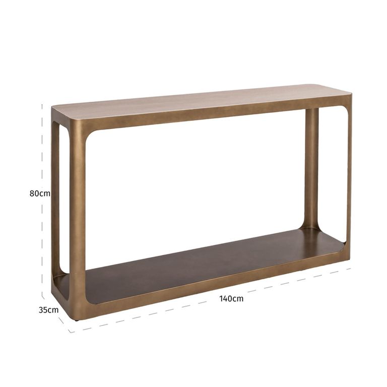 Claridge Console Table - Beige - Brushed Gold - Ceramic Top