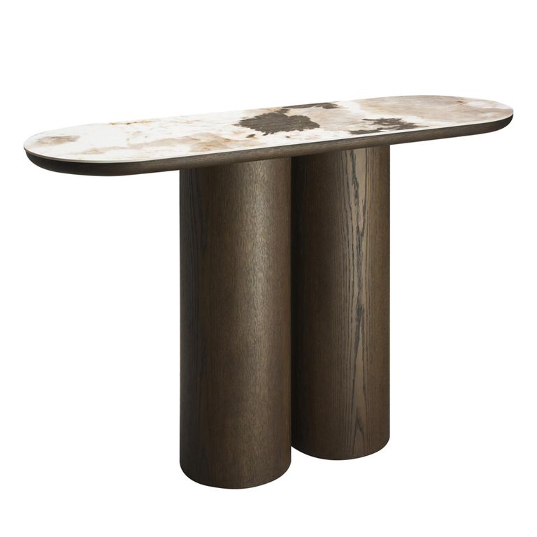 Langford Console Table - Oval - Brown - Ceramic and Oak