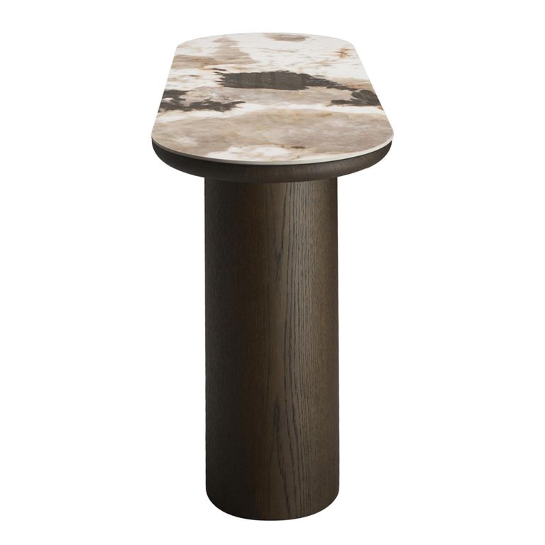 Langford Console Table - Oval - Brown - Ceramic and Oak
