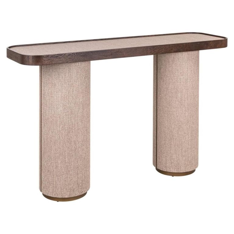 Willox Curved Console Table - Beige and Brown - Oak
