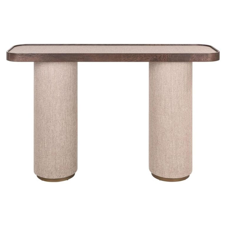 Willox Curved Console Table - Beige and Brown - Oak