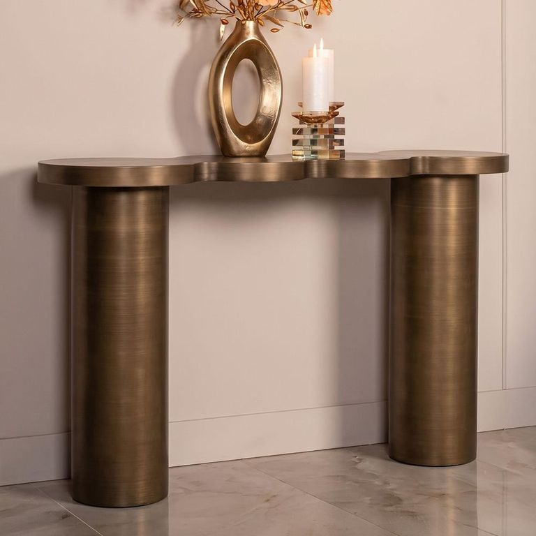 Bubba Console Table - Abstract - Brushed Gold - Metal