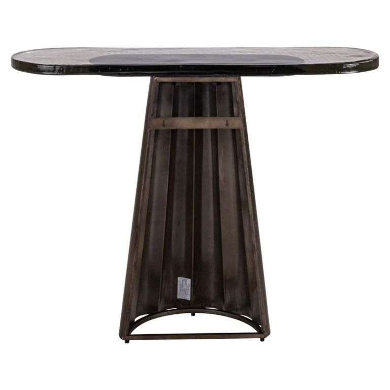 Barwick Console Table - Oval - Antique Brass - Glass and Metal