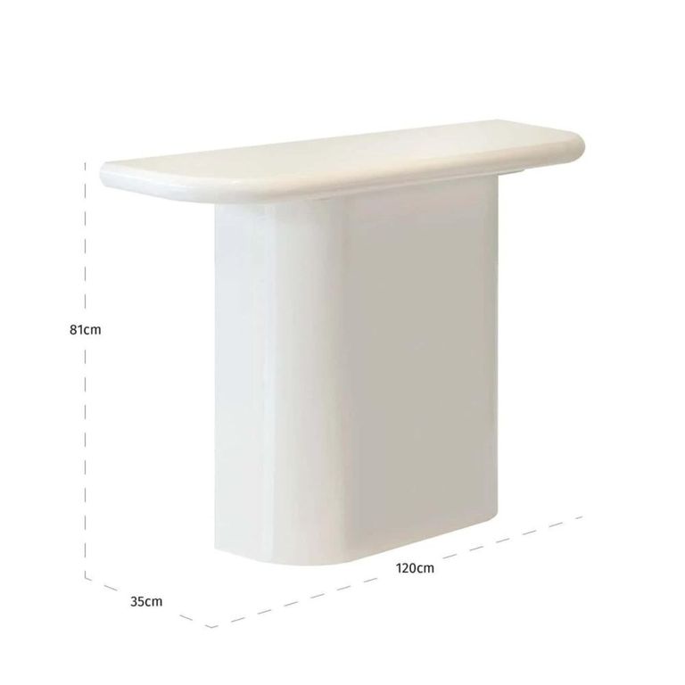 Blake Curved Console Table - Half Moon - Coconut Milk