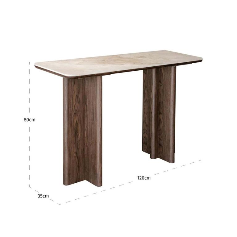 Colson Curved Console Table - Brown - Ceramic