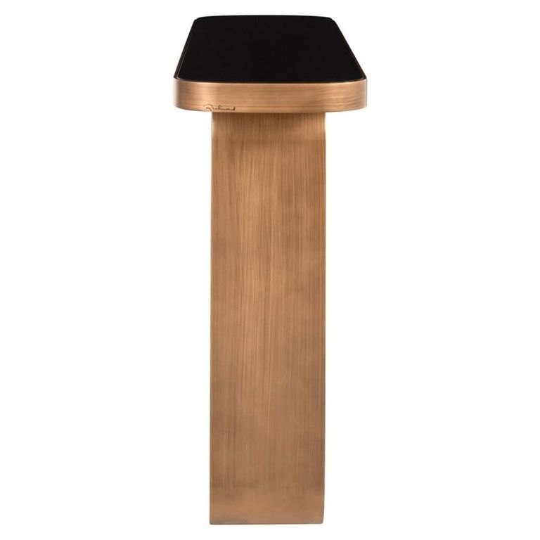 Locarno Console Table - Oval - Black and Brushed Gold - Ceramic and Metal